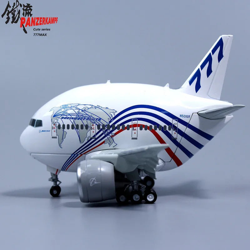 Panzerkampf Cute Series Boeing 777 MAX Q Die-casting Aircraft Model Landing Gear Collection Toys