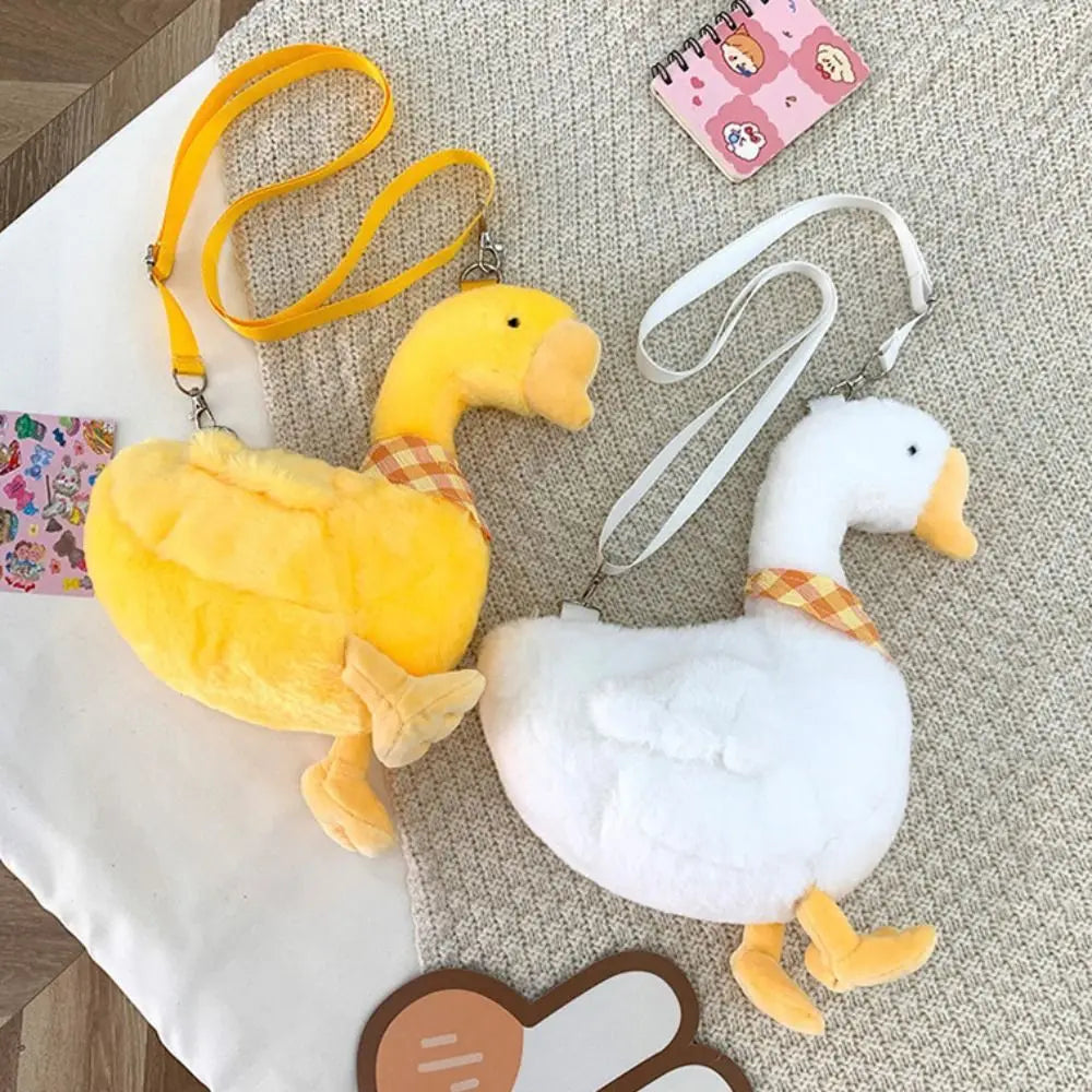 Portable Zipper Big Goose Bag Fluffy Solid Color Cute Duck Crossbody Bag Large Capacity Shoulder Bags Streetwear