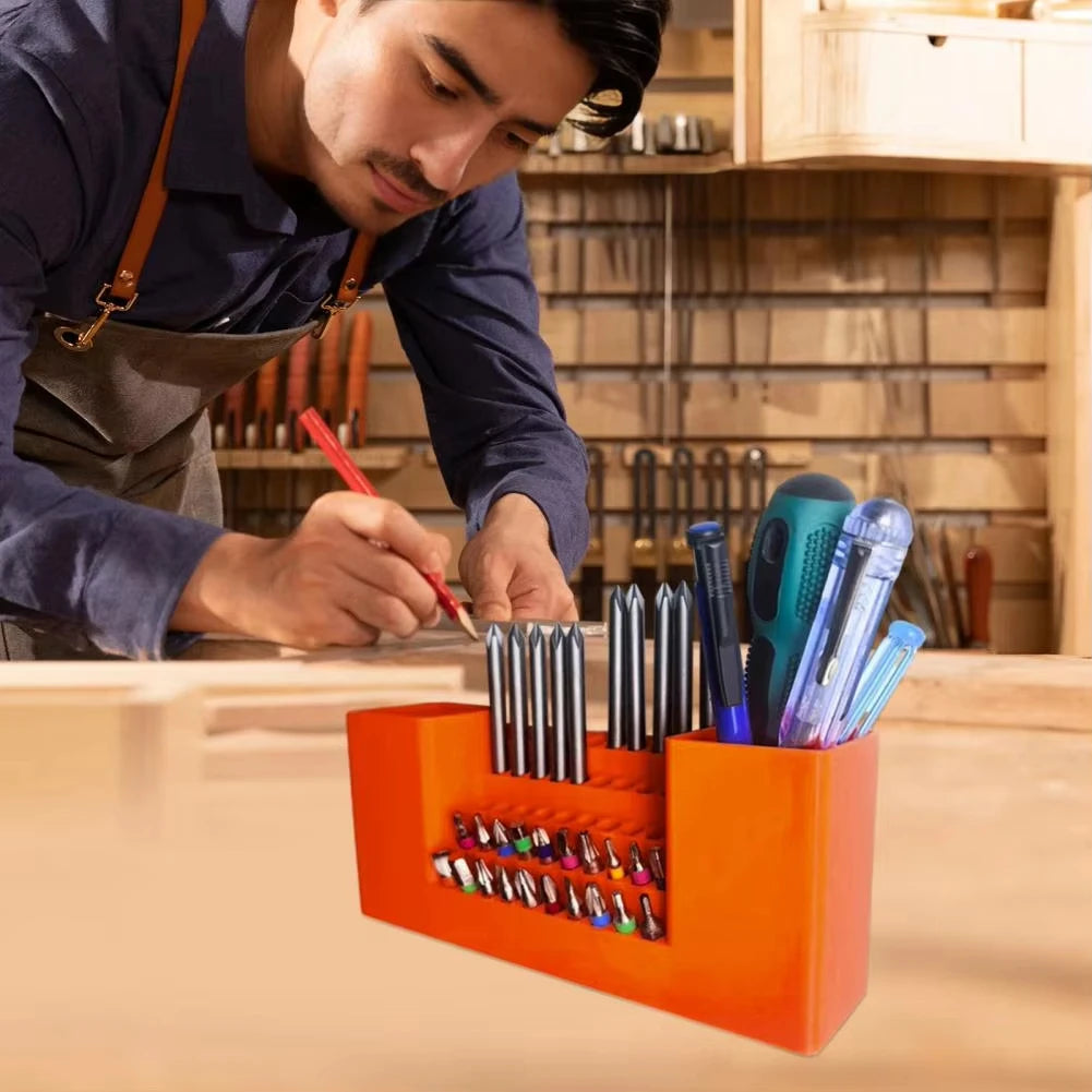 Drill Bit Storage Box Hex Bit Storage Container 50-hole Drill Bit Organizer Case Hex Screwdriver Storage Box Impact for Workshop