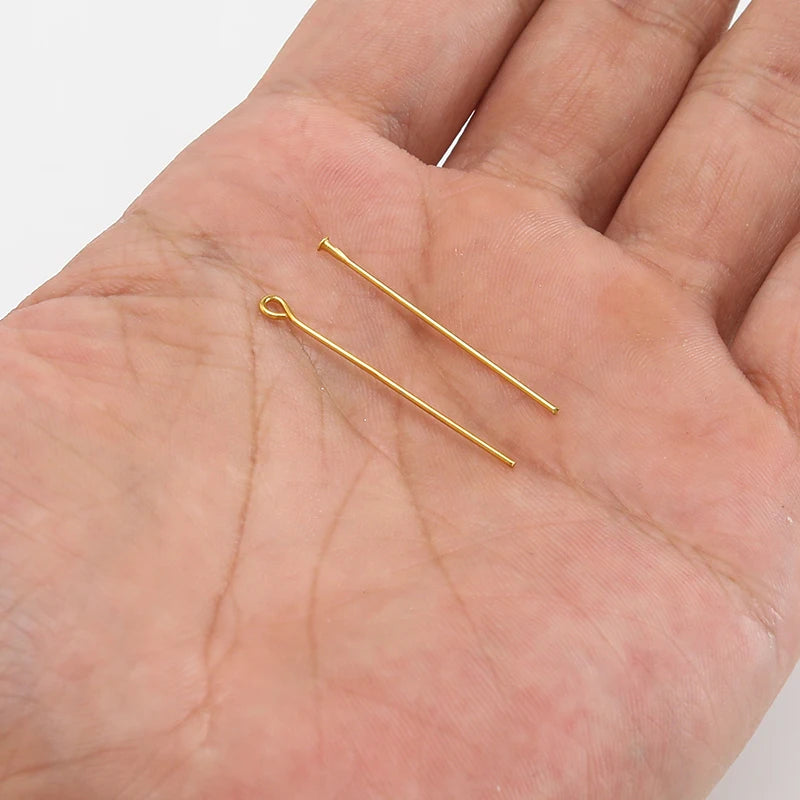 100PCS 2inches (50mm) Copper Flat Head Pins Open Eye Pins For Jewelry Making Basics Findings Accessories