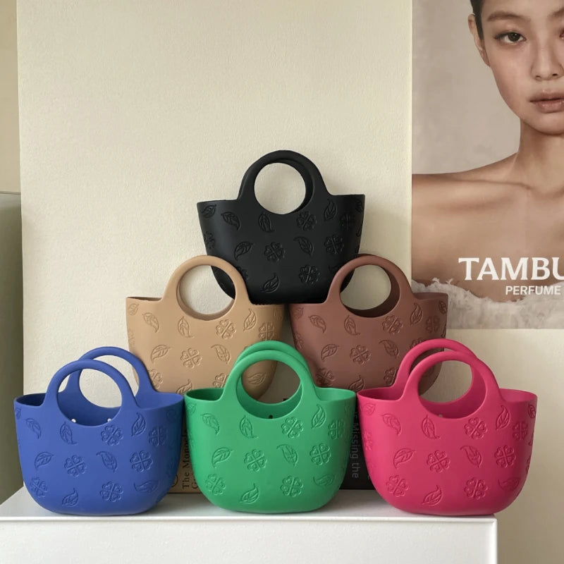 Dopamine Color EVA Shoulder Storage Tote Bag for Women, Waterproof, Stainproof, Versatile, Suitable for Beach, Daily Use, DIY De