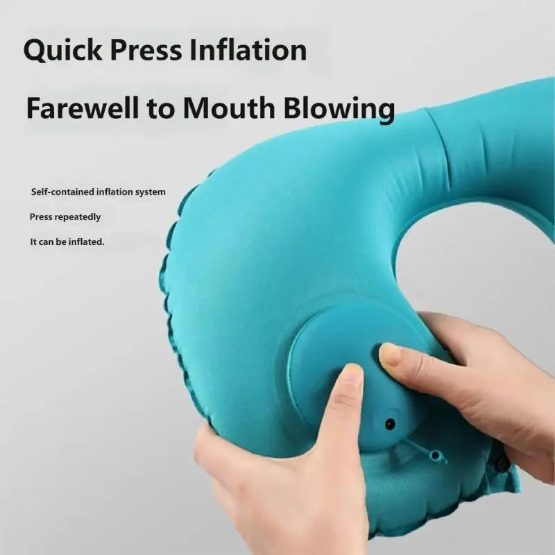 Inflatable Pillow for Cervical Support During Airplanes Car Ride and Rest Breaks Portable Easy Setups Designs X3UC