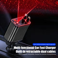 4in1 Retractable Car Charger with Red Roof Starlight USB Cable Fast Charger Cigarette Lighter Adapter For iPhone Huawei Samsung