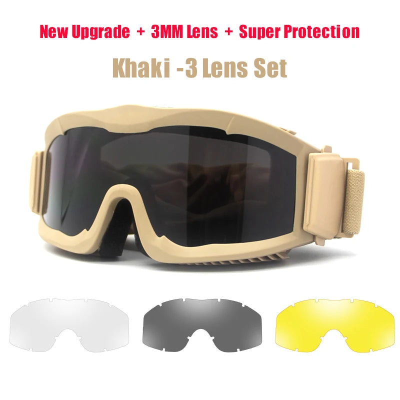 2024 New Upgrade 3mm Tactical Goggles Combat Explosion-proof Glasses Outdoor Hunting Paintball Eyewear