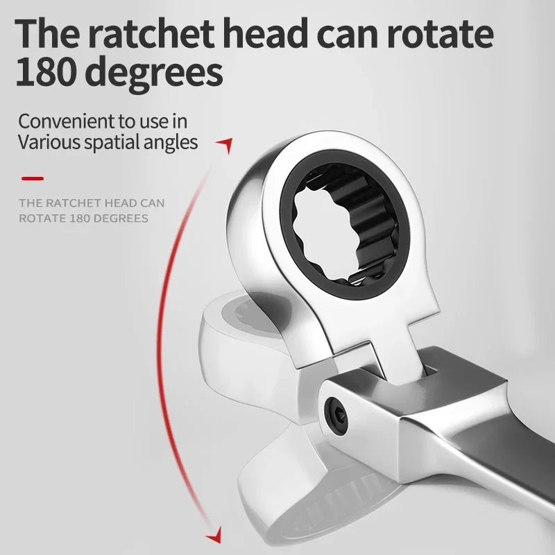 72-tooth ratchet combination wrench - plum open end wrench, 180° rotation, chrome vanadium steel, professional maintenance tool