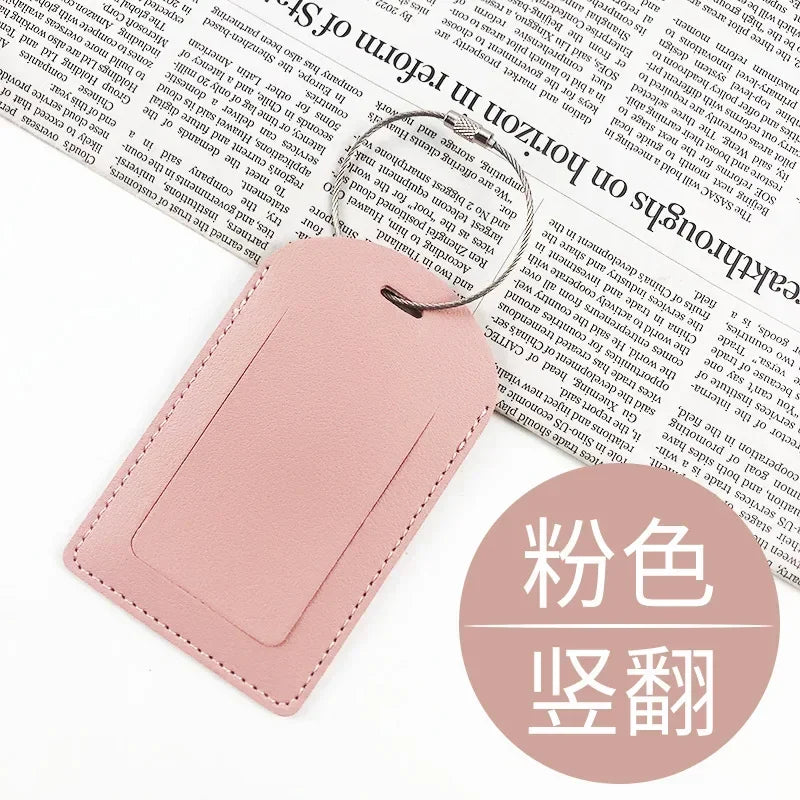 PU Leather Luggage Tag Suitcase Address Label Baggage Boarding Bag Tag Travel Accessories