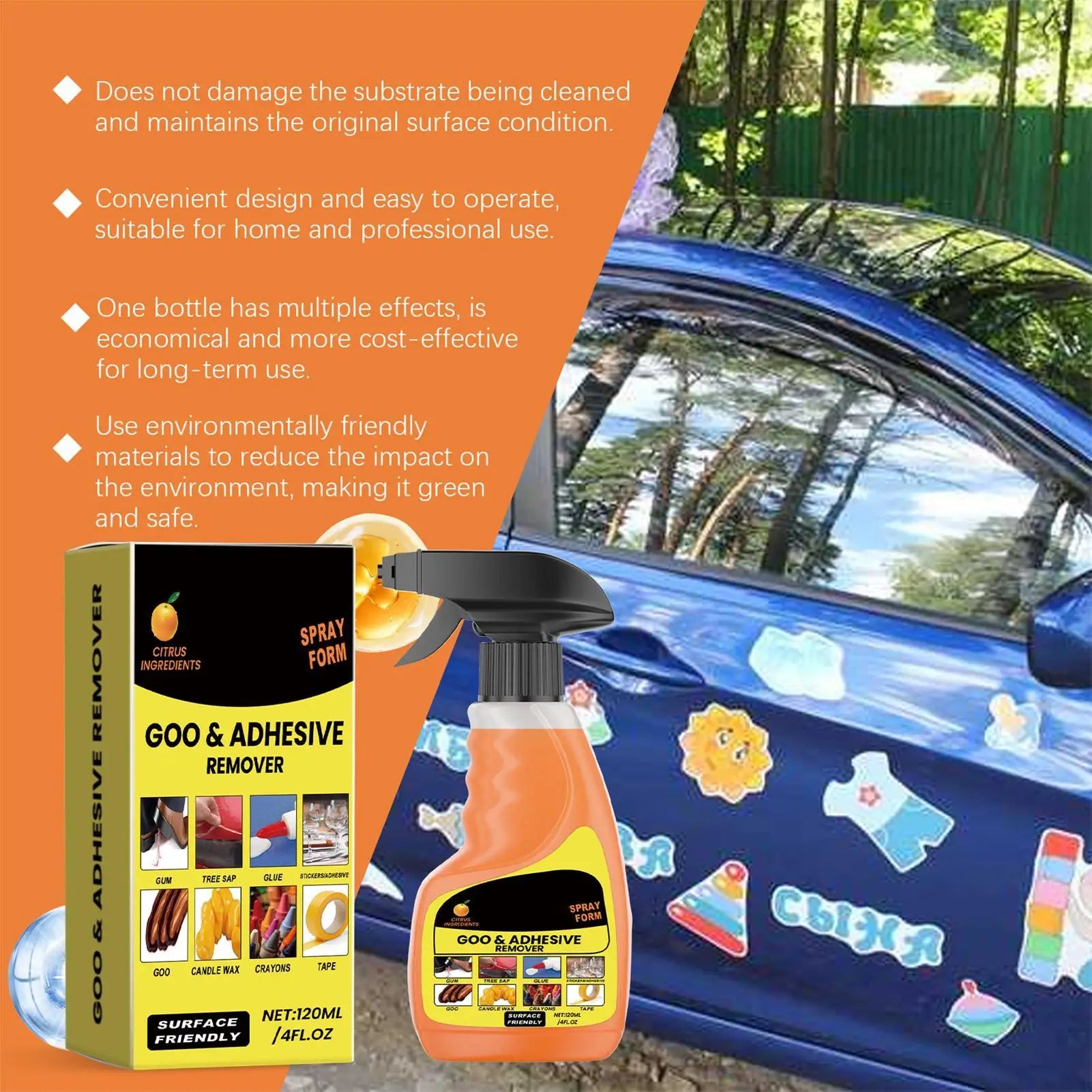120ml Glue remover Sticker Remover Spray Multifunctional Adhesive Remover Glue Cleaner Double-sided adhesive tape Remover Liquid