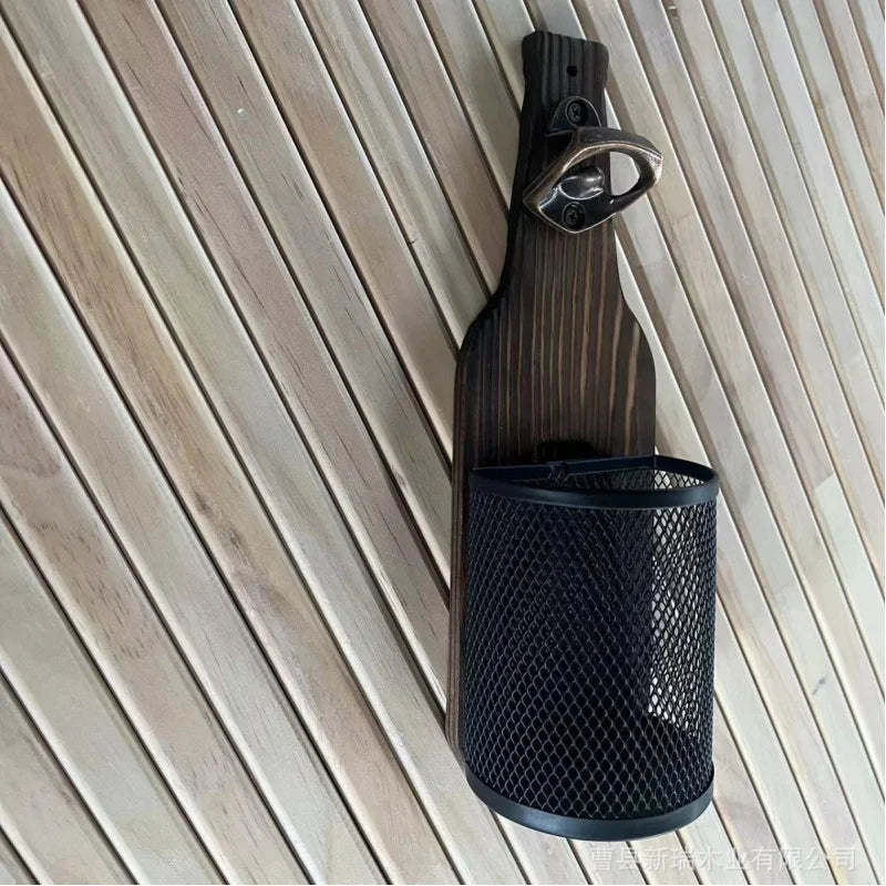 Wall mounted bottle opener creative beer screwdriver kitchen bar decoration wall mounted bottle opener bottle cap storage basket