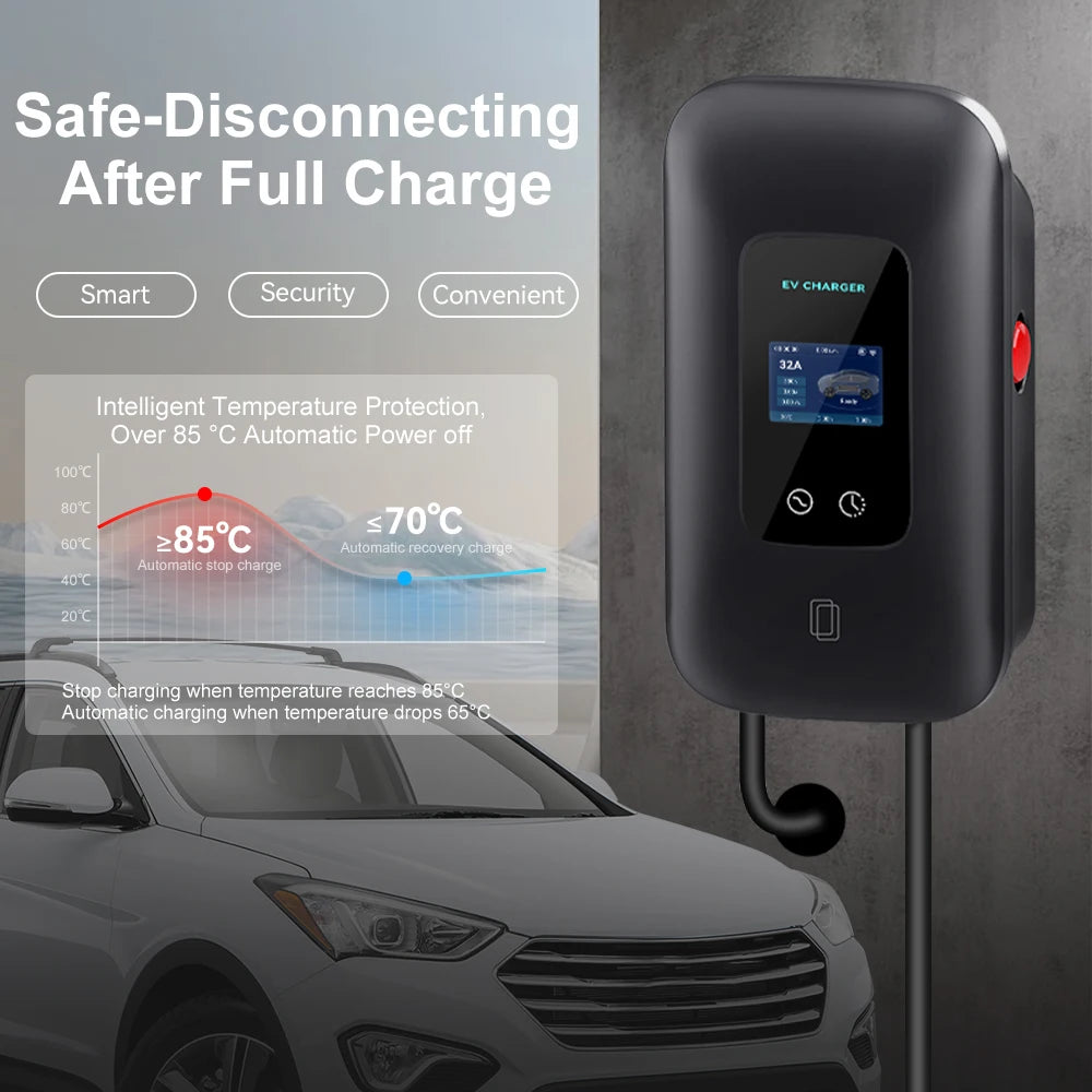 IPENGEN Type2 EV Charger Station 32A 7KW Charging Station 11KW 22KW 3Phase IEC 62196-2 EVSE Wallbox Smart Wireless APP Control