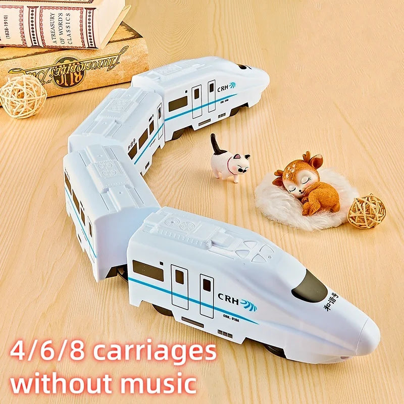Toy Train Electric Bullet Train Battery Operated Action Locomotive Car High Speed Vehicle with Train Sound Light Gift for Kids