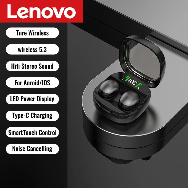 Lenovo Mini Bluetooth 5.3 Headset HD Hifi Earbuds Invisible Sleep Game Sports Headphones Touch Control Earphones for Men Women