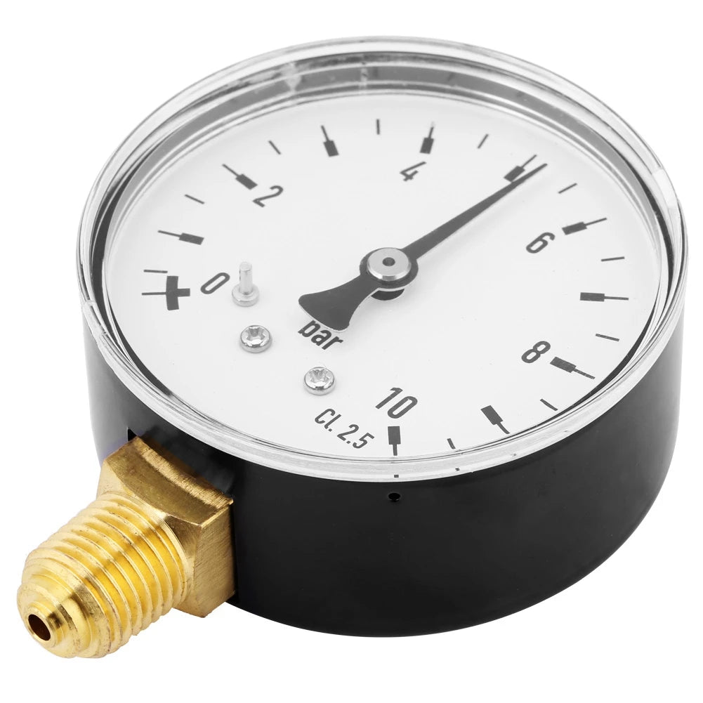 Air Oil Water Pressure Gauge 1/4 Inch NPT 0-10 Bar Side Mount Manometer