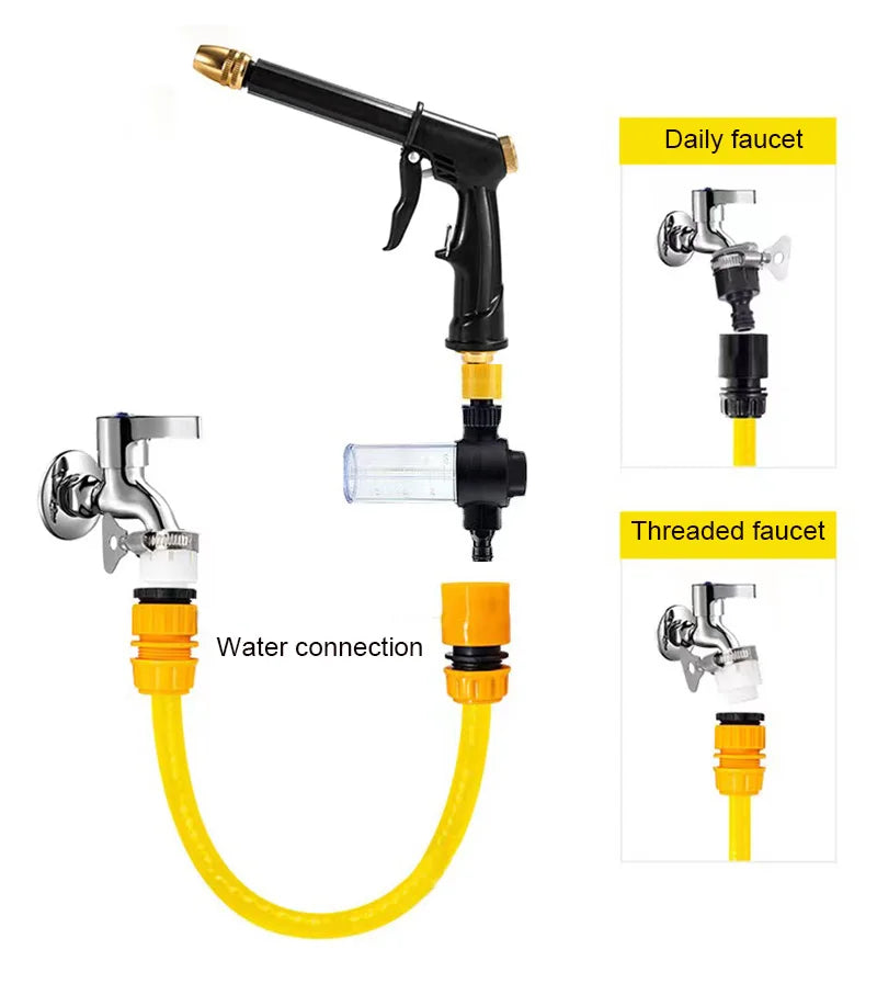 Portable High-Pressure Water Gun Cleaning Car Wash Machine Garden Watering Hose Nozzle Sprinkler Foam Thread Quick Connector
