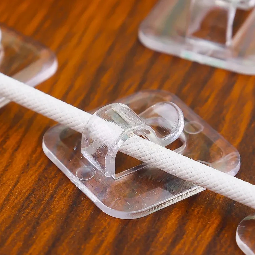 Self Adhesive Cable Fixing Hook, Wall Hooks for Hanging String Light, Transparent Cable Hooks Organizer, Light Strip Rope Wire H