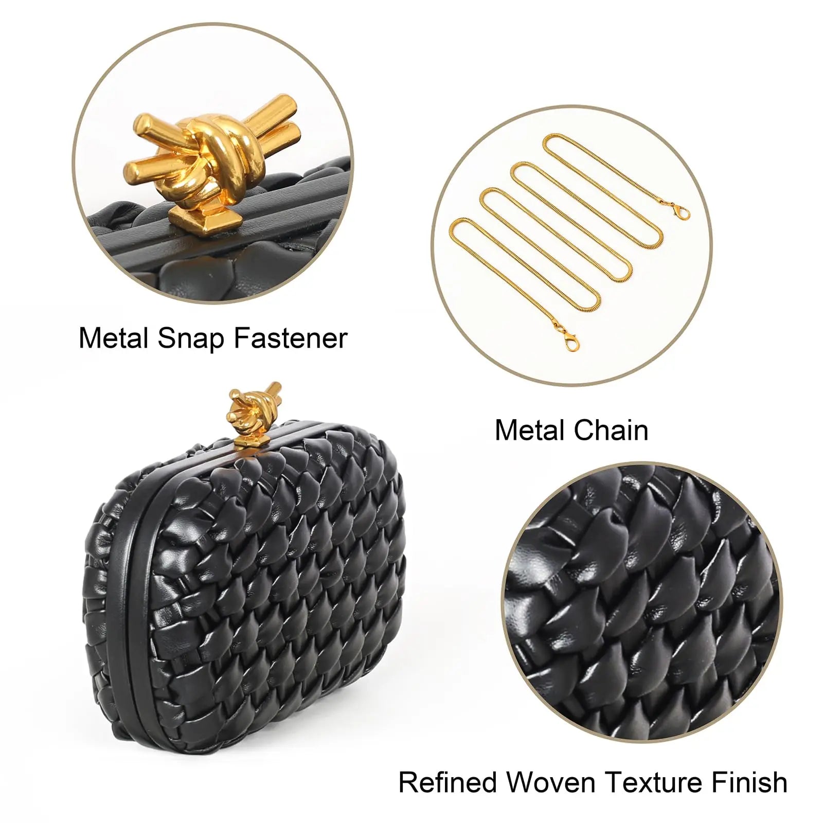 Handwoven Clutch Evening Bag for Women Structured Purse for Wedding Party Date Night Crossbody Bucket Hobo Shoulder Bag Handbag