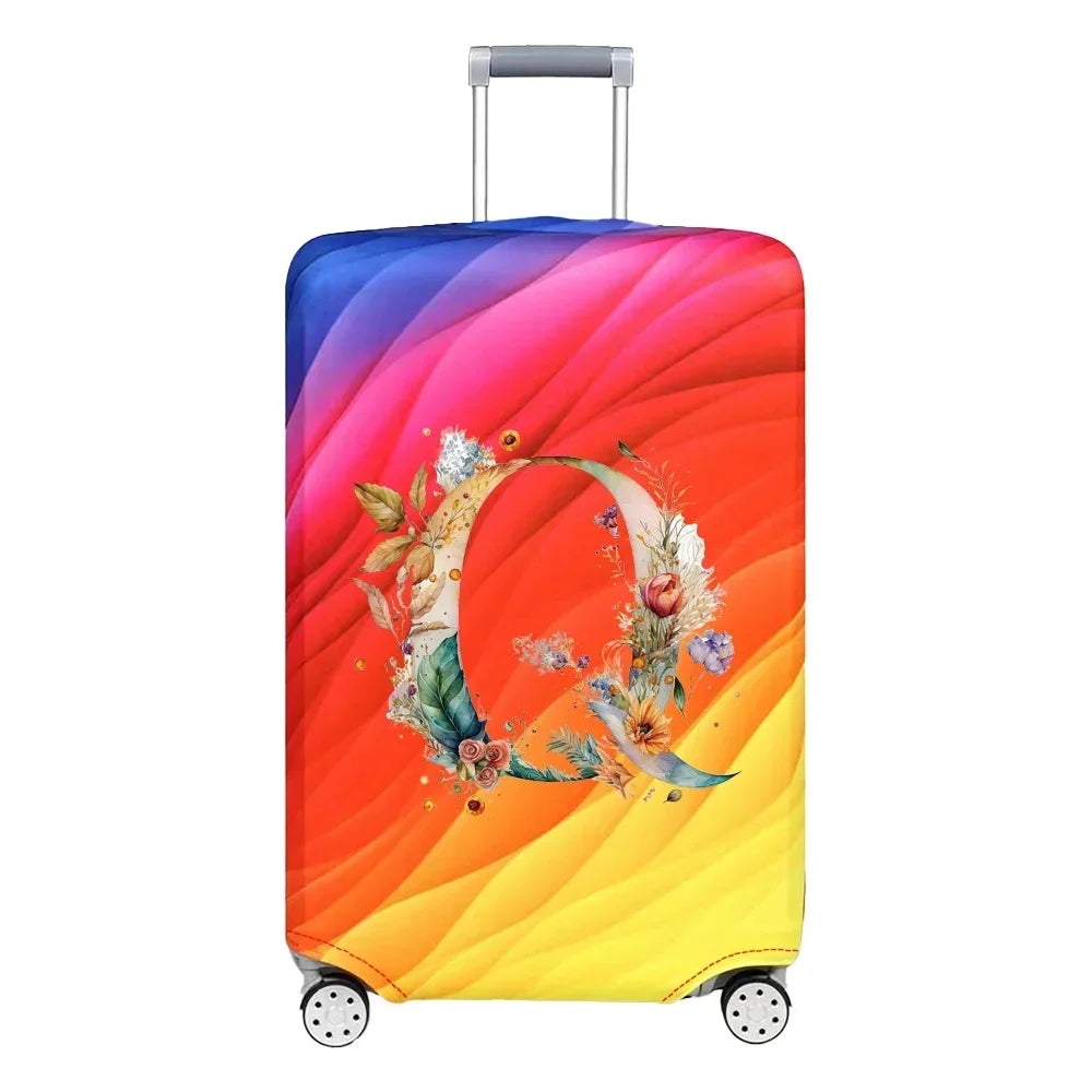 Luggage Cover Stretch Fabric Suitcase Protector Baggage Case for18-32 Inch Suitcase Case Floral Letter Series Travel Organizer