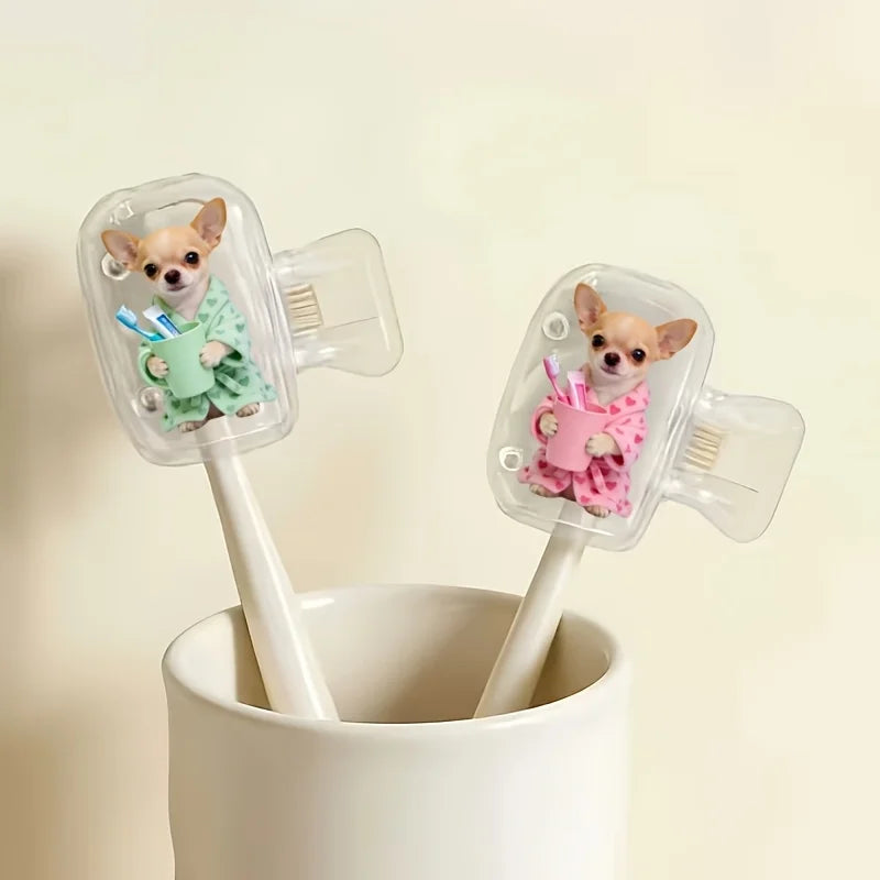 2pcs Chihuahuas Portable Dustproof Odorless Toothbrush Case Suitable for Various Sizes of Travel Kits with Ventilation Holes