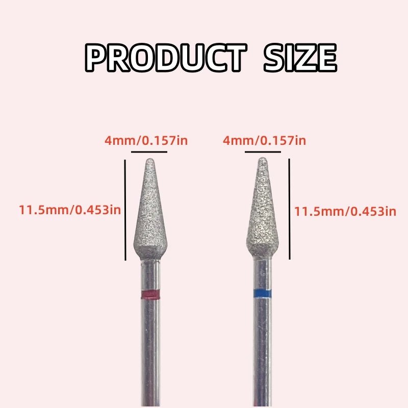 8pcs Professional Diamond Cuticle Clean Nail Drill Bits Set - Safety Rotary Stainless Steel for Russian Nail Manicure Accessory