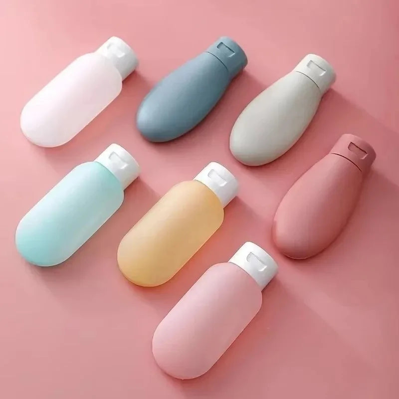 4Pcs/Set Travel Botttle Set 60ml Refillable Bottle Soft Silicone Lotion Shampoo Container Squeeze Tube Empty Bottle Wholesaleliu