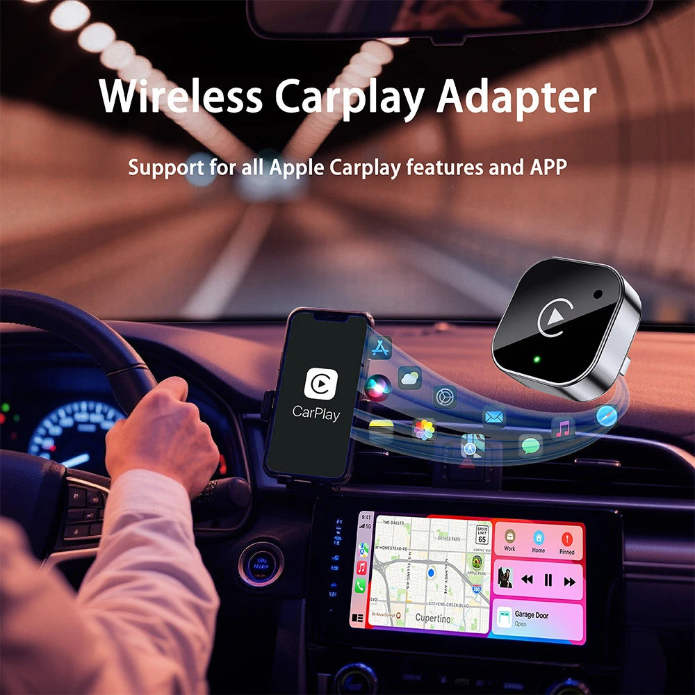 Wireless CarPlay Adapter for Apple iPhone & Android, 2-in-1 Adapter Convert Wired to Wireless Dongle