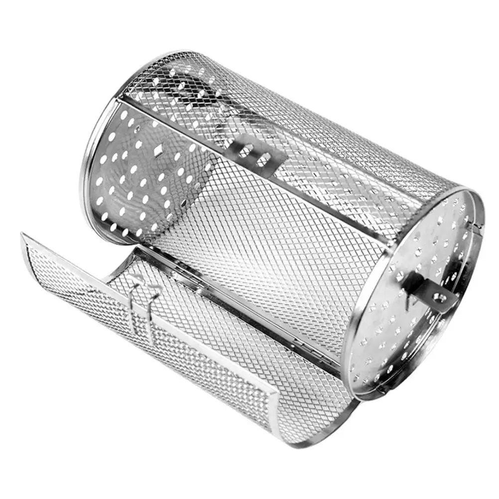 Stainless Steel Rotating Grilling Cage Rolling Bbq Basket Kitchen Roasting Tool Nut Baking Basket Rust Resistant Universal Grill