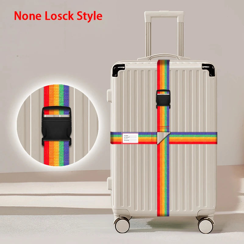 Nylon Cross Luggage Straps with Name ID Card Adjustable Bundling Packing Baggage Belt Password Lock Anti-lost Travel Accessories