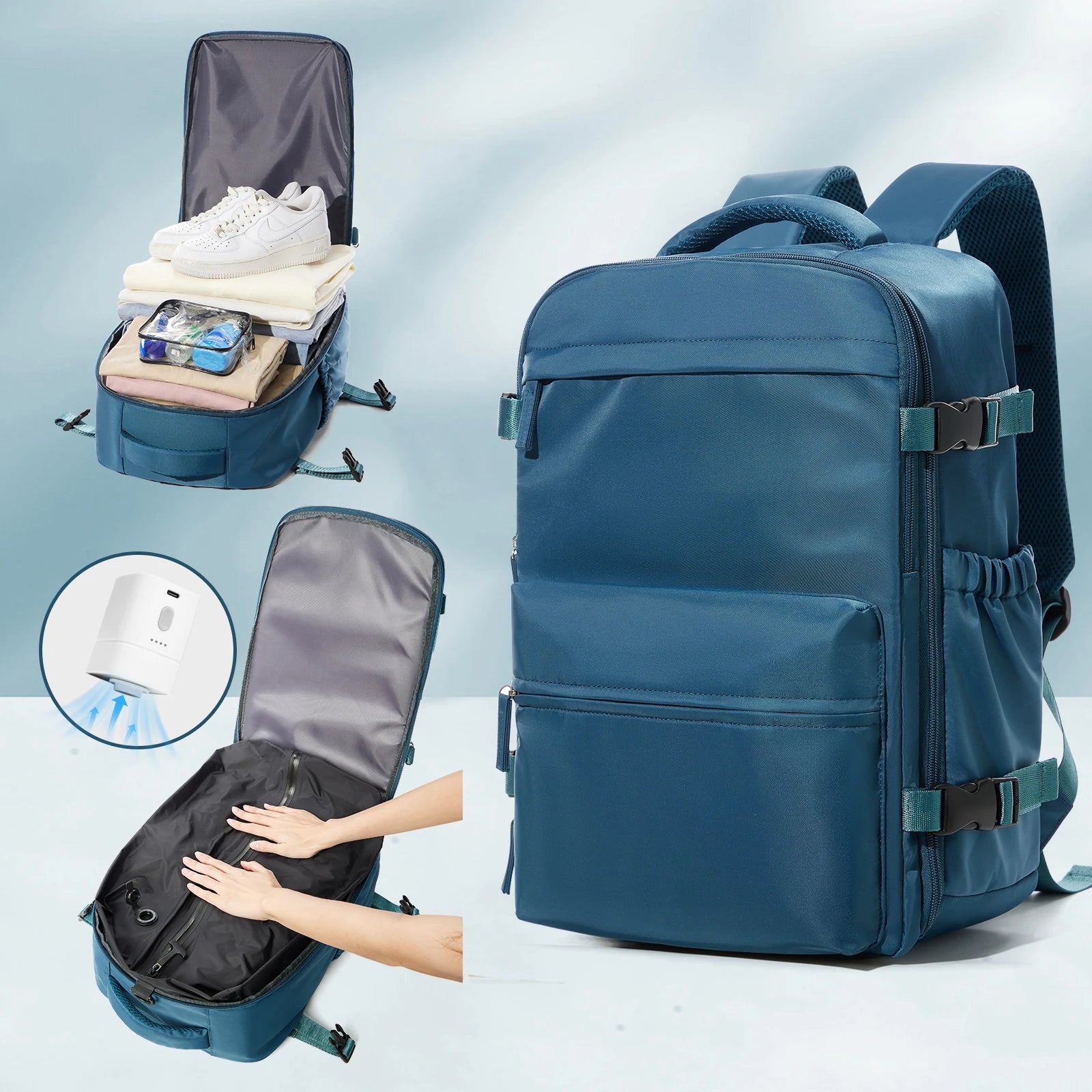 Vacuum Backpack Travel Bag for Men Large Capacity Backpack Business Laptop Backpack Women Men Expandable Backpack School Bag