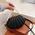 Durable Cute Shell Shoulder Bag Minimalist with Pearls Design Crossbody Bag PU Leather Pearl Decorated Handbag for Women Girls