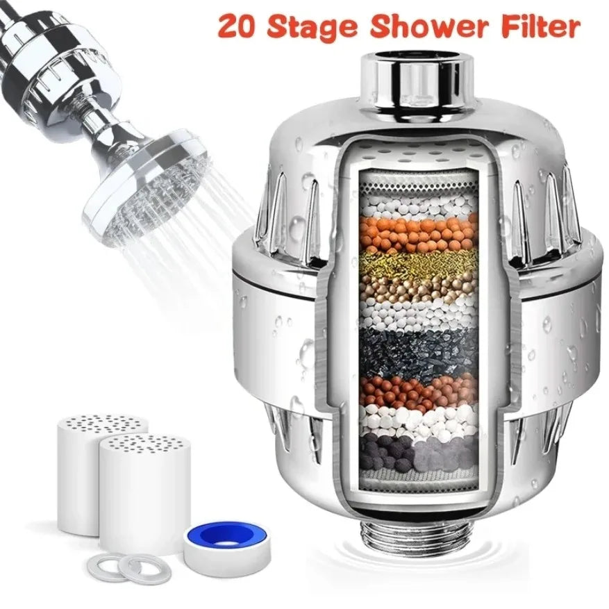 15-20 Stages High Household to Remove Chlorine Fluoride Heavy Metals Filtered Soften Hard Water for Shower Head Cleaning Purifie