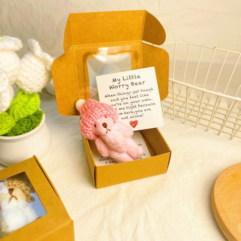 My Little Worry Bear Pocket Hug with Greeting Card – Adorable Plush Teddy Bear Gift for Weddings, Christmas, Comforting Keepsake