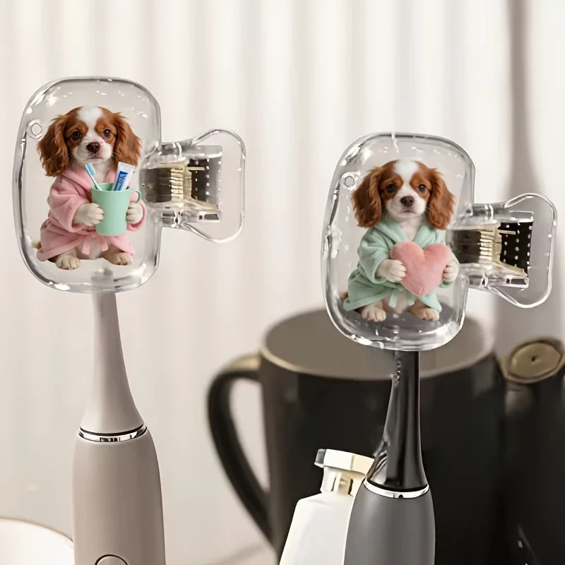 2pcs Playful Cocker Spaniels Portable Dustproof Odorless Toothbrush Case with Ventilation Holes to Keep Brush Heads Clean Dry