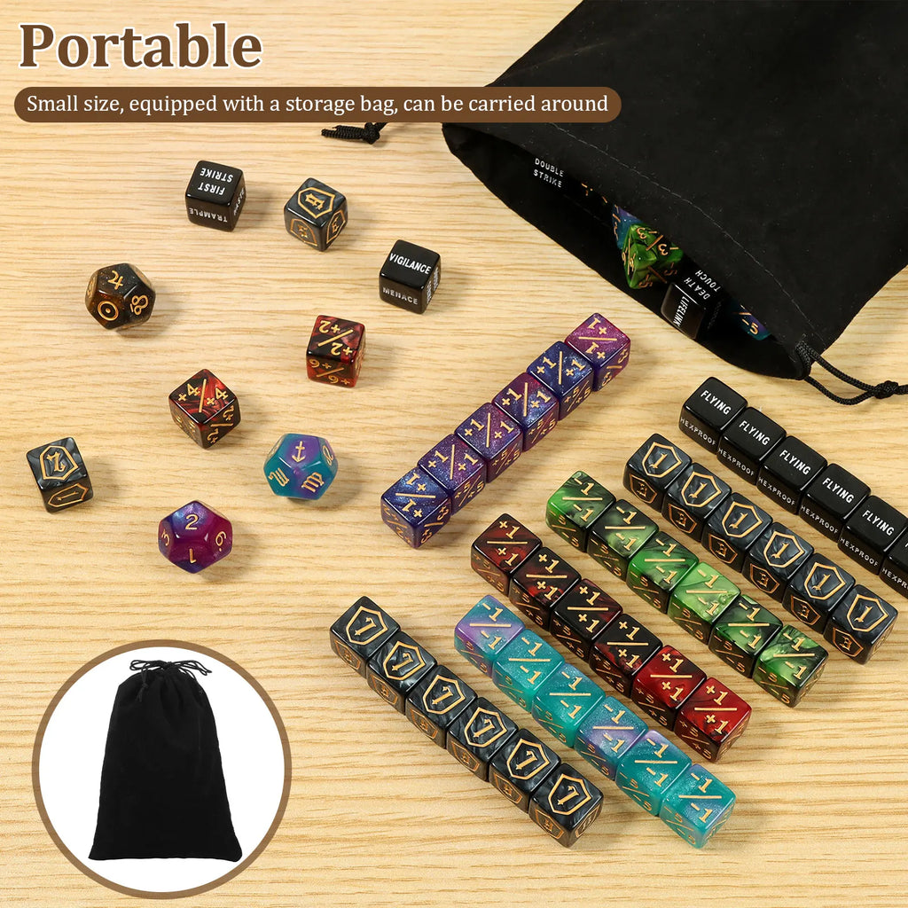 99/53Pcs Counter Dice Set Acrylic Plus and Minus Dice Set Keyword Counter Decora Portable Card Games Prop for Home Family Party