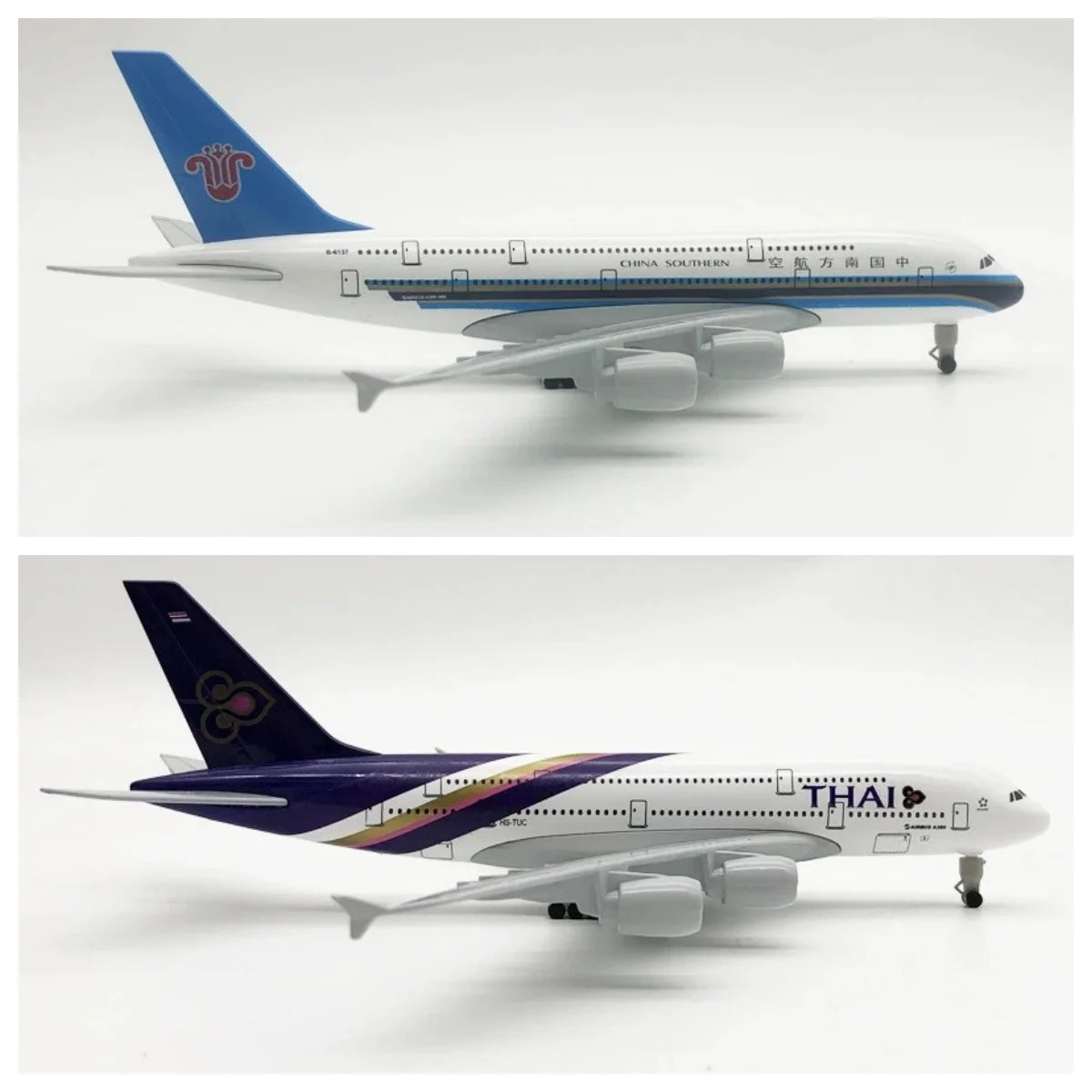 2pc 20cm Metal Model Airplanes A320 330 350 380 Aviation Diecast 1/300 Scale Aircraft For Adults Fun Souvenir With Wheels & Base