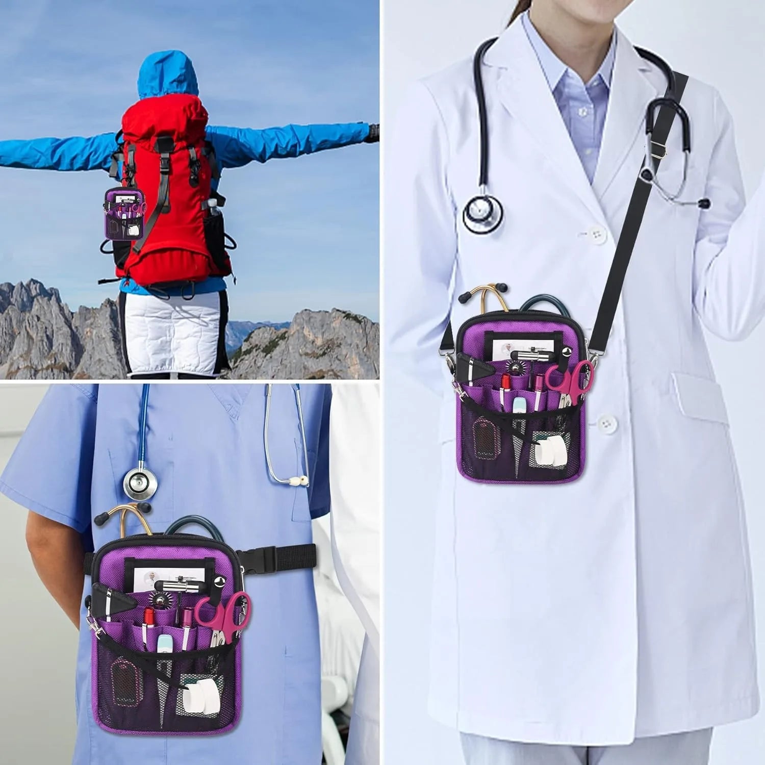 Oxford Fabric Nurse Crossbody Bag Portable Medical Waist Pack for Doctors Multi-Pocket Healthcare Organizer