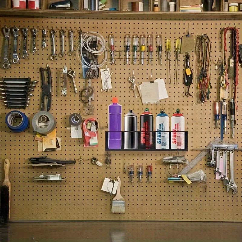 5 Cans Wall-Mounted iron Aerosol Spray Can Holder Rack - Garage Workshop Organizer for Paint Bottles, Lubricants & Cleaners