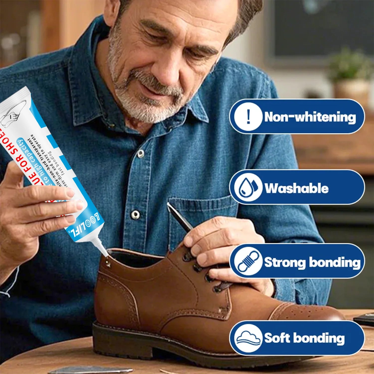 Loolifl, 60ml Strong Universal Shoe Glue Professional Repair Sports Shoes/Boots/Leather Cracks, Safe and Stable