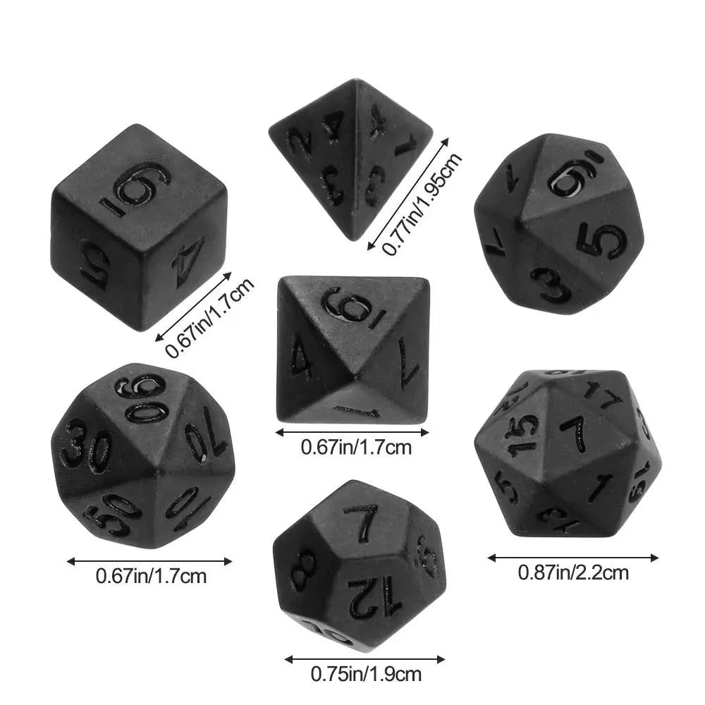 7Pcs/Set Polyhedral Black Dice Set Game Dice For TRPG DND Accessories Polyhedral Dice For Card Games Board Card Game Math Games