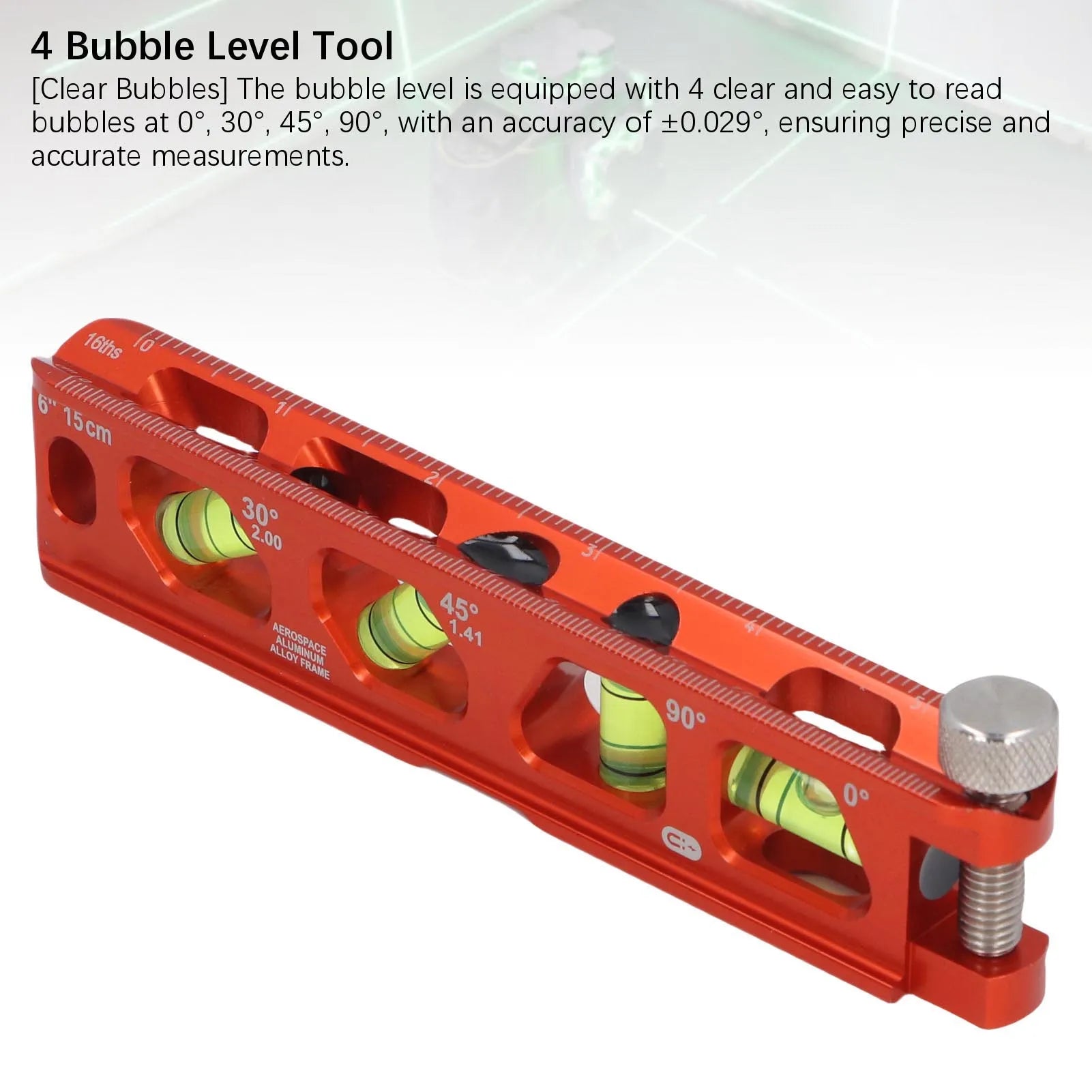 Bubble Level Ruler 6 Inch 15cm 0 30 45 90 Degree 4 Bubble Vials Metric Imperial Scale Strong Magnetic Level Ruler Bubble Level