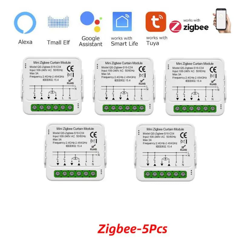 Tuya Mini WiFi Zigbee Curtain Switch For Roller Shutter Electric Motor Smartlife Control Remotely Works With Alexa Google Home