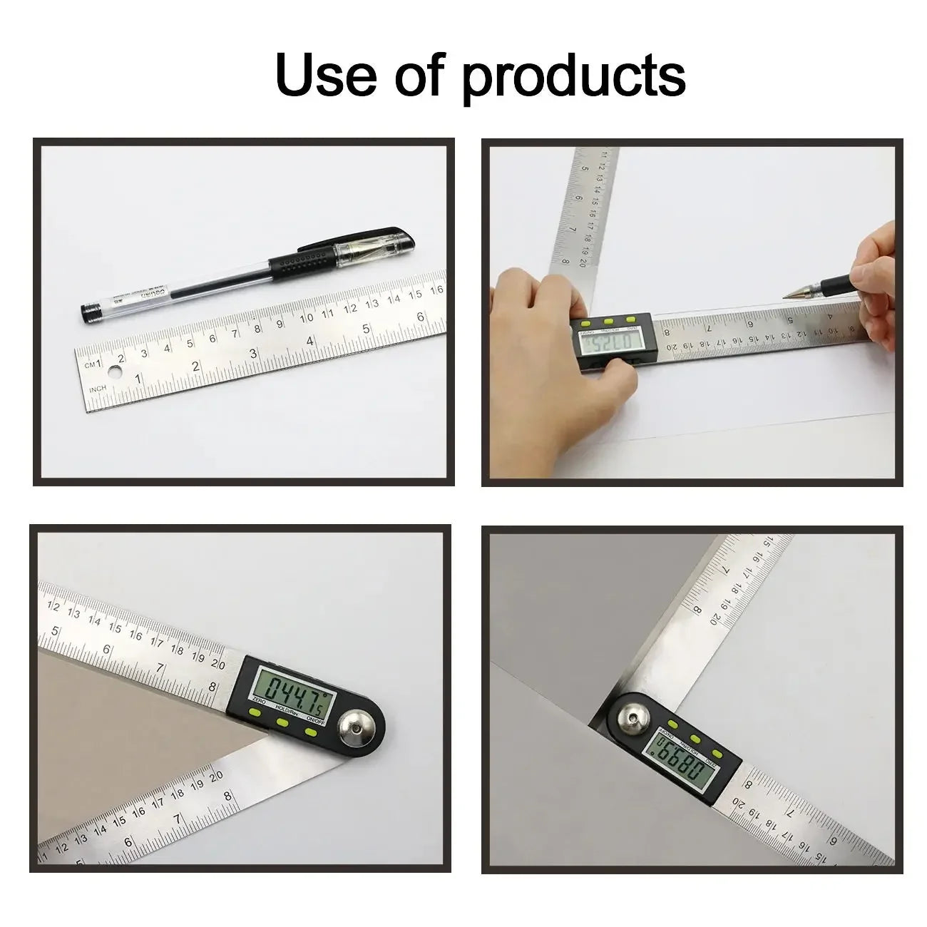 20Inches/500mm Digital Angle Ruler and Stainless Steel Digital Angle Finder Precision Angle Measuring Tool