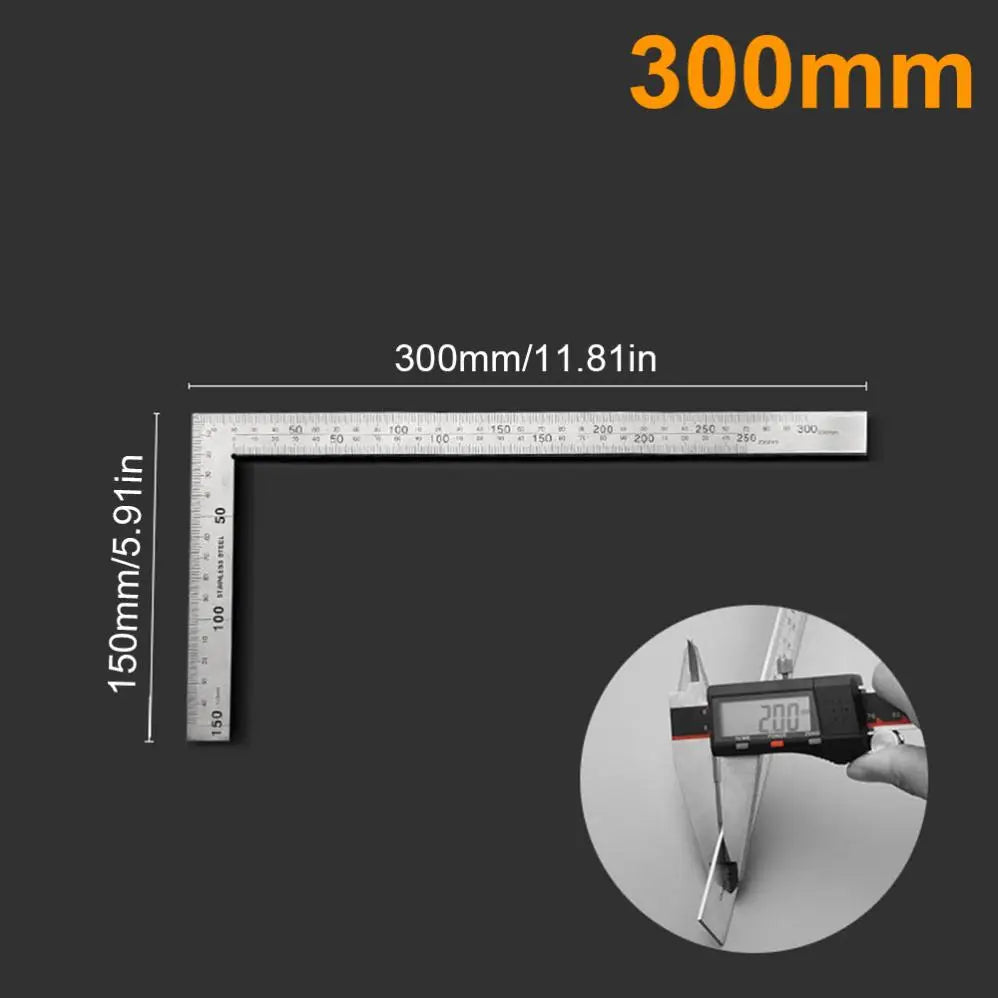 1pc 150 x 300mm / 250 x 500mm 90 Degree Stainless Steel Right Angle Ruler for Woodworking / Office