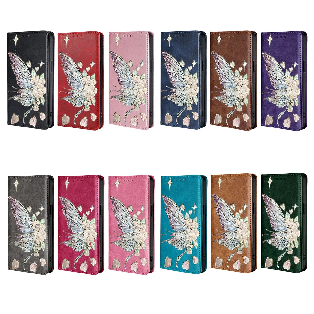 Painted Magnetic Flip Leather Wallet Case For Samsung Galaxy S26 Ultra S25 FE Galaxy S24 S23 S22 S25 Edge S26 Plus Cover Funda