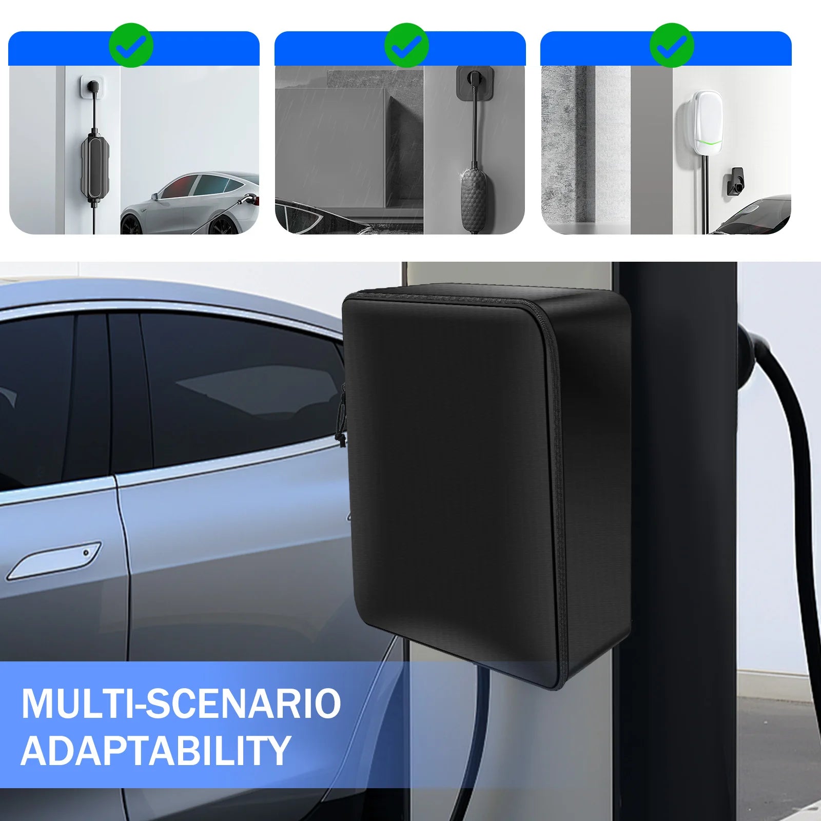 EV Charging Station Cover Oxford Waterproof Dust Electric Vehicle Charger Protector with Adjustable Zipper EV Charger Rain Cover