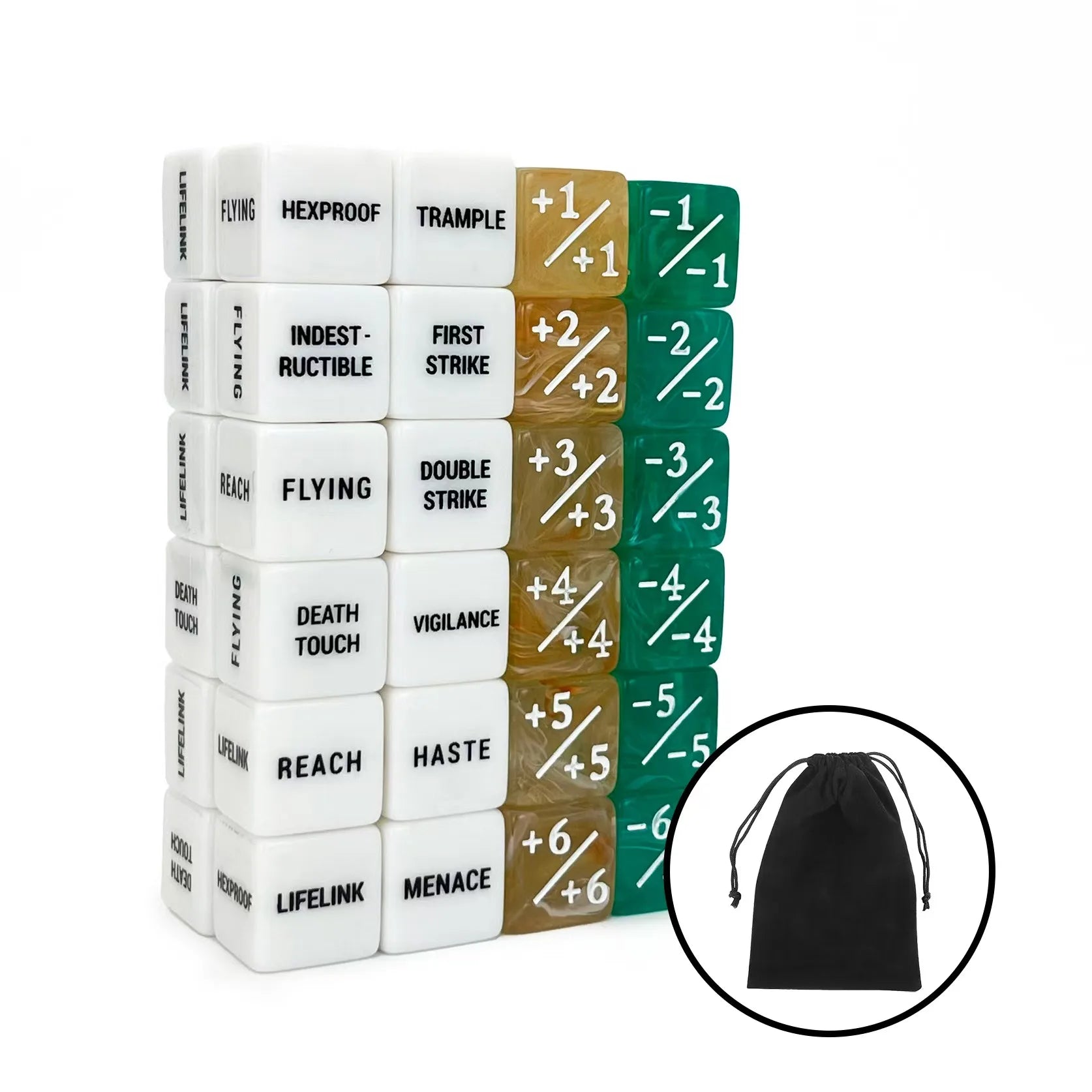 48 Pcs Abilities Keywords Counters Creature Stats Buff Tokens Dice Set for MTG TCG Card Games Accessories