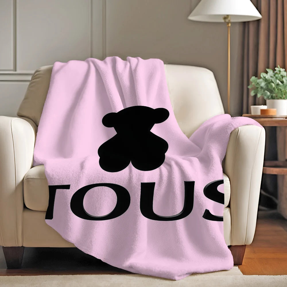 Fashion print T-TOUS  Blanket For Sofa Office Bed Plane Travel Sleep Read Relax Camping Soft And Warm