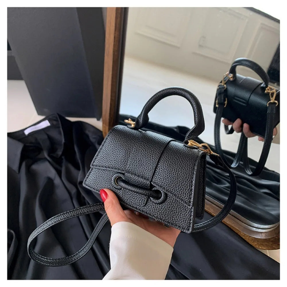 High Quality PU PU Leather Bag Solid Color Shoulder Crossbody Bag Buckle Square Bag