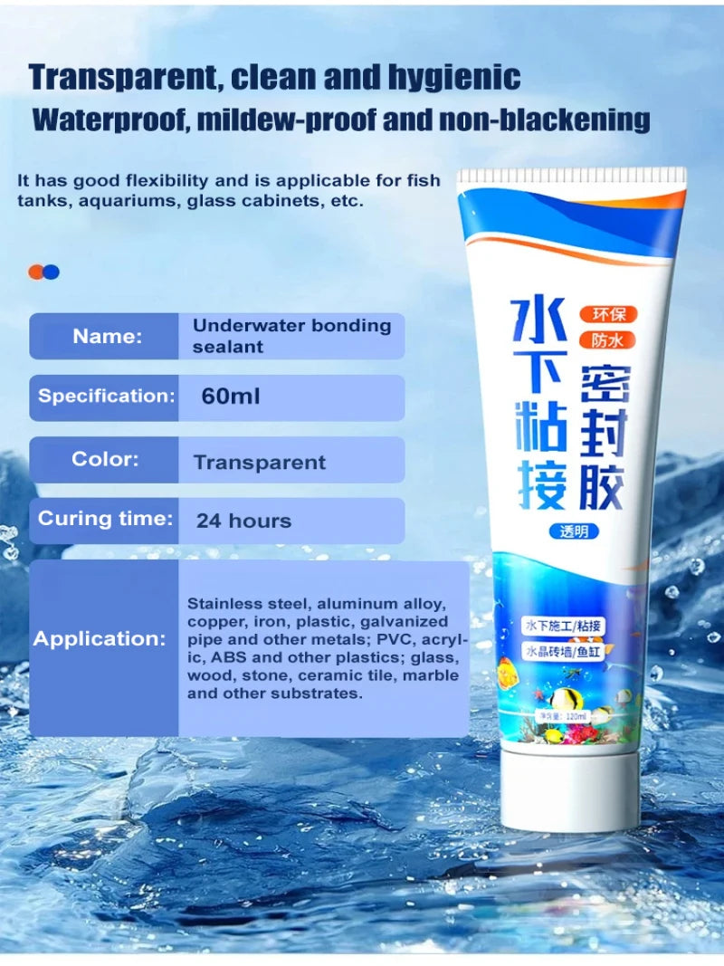 Crackproof environmentally friendly adhesive Underwater Adhesive Sealant Waterproof Silicone for Fixing Leaks in Fish Tanks