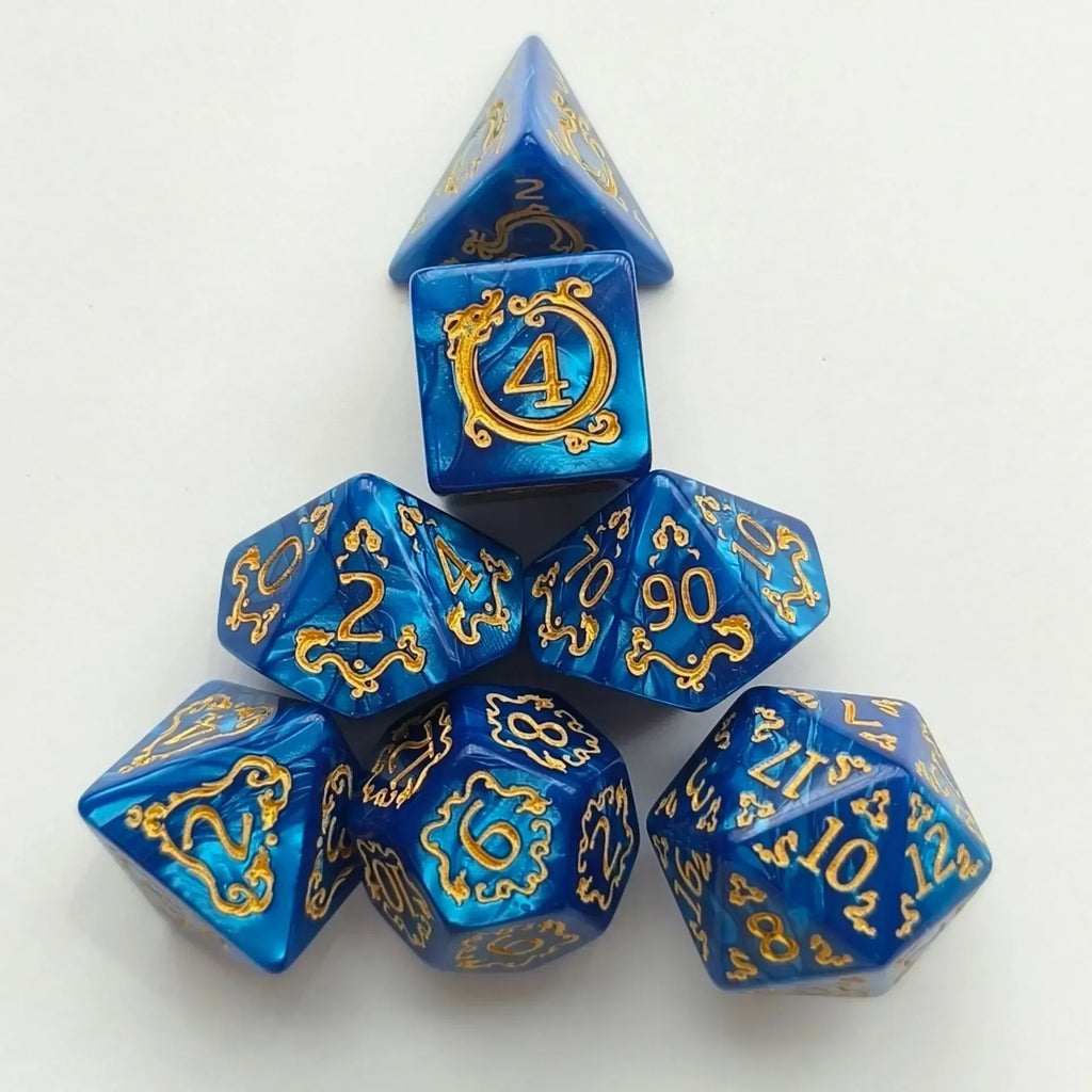 7pcs/set of Dragon Pattern Number Dice for DND Rpg Trpg COC Cthulhu Running Group Table Board Game Dnd Dice Set Polyhedral Dice
