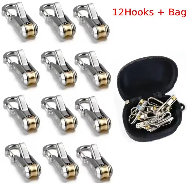 Roller Hook Rope Tensioning Tool with Roller Hook & Safety Buckle, Fits 4-6mm Diameter Rope, Camping Tent Ropes Securing Tool