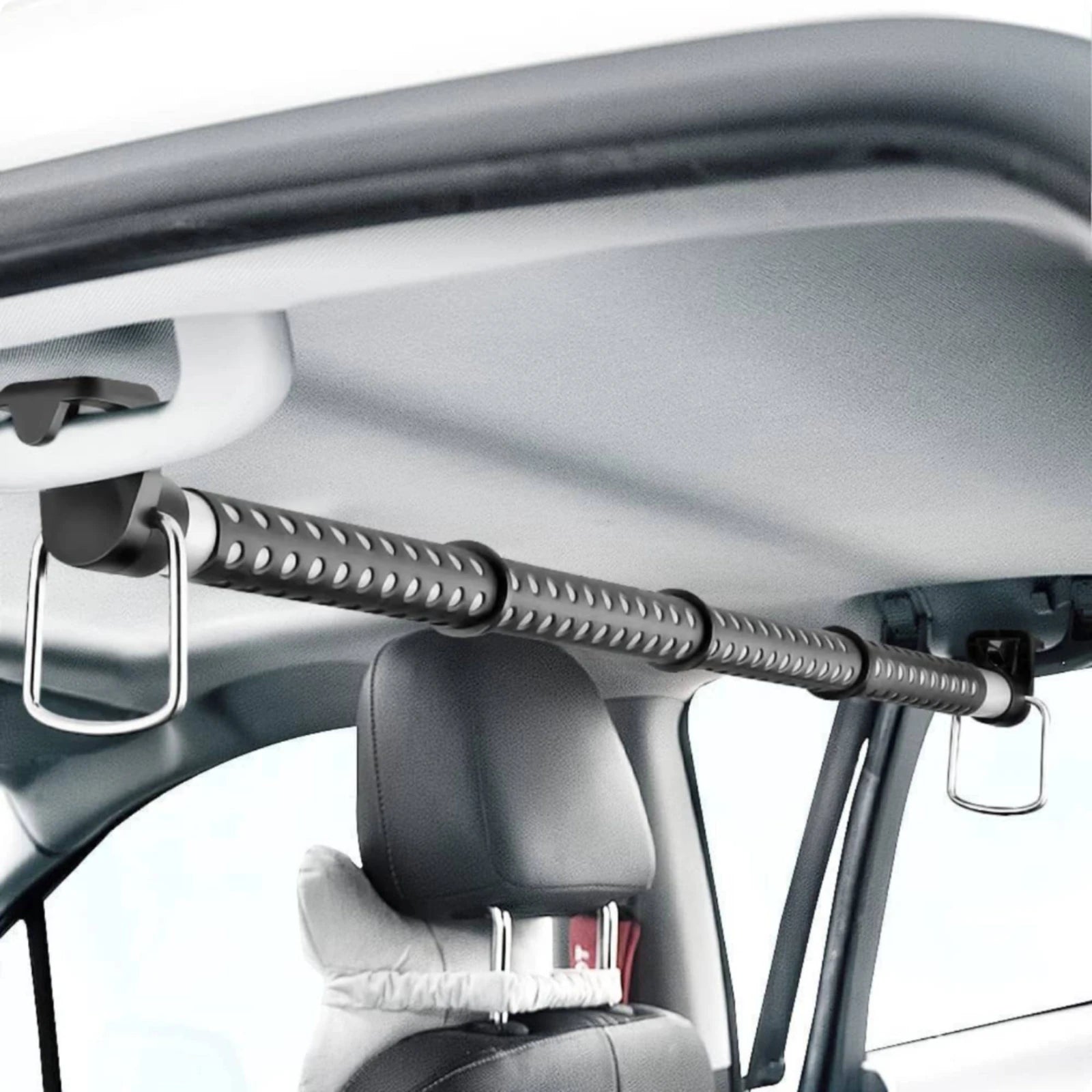 Telescopic Car Clothes Hanger Rod Perforated Car Clothes Hanger Bar Telescopic Garment Rack Hooked Ends Heavy Duty